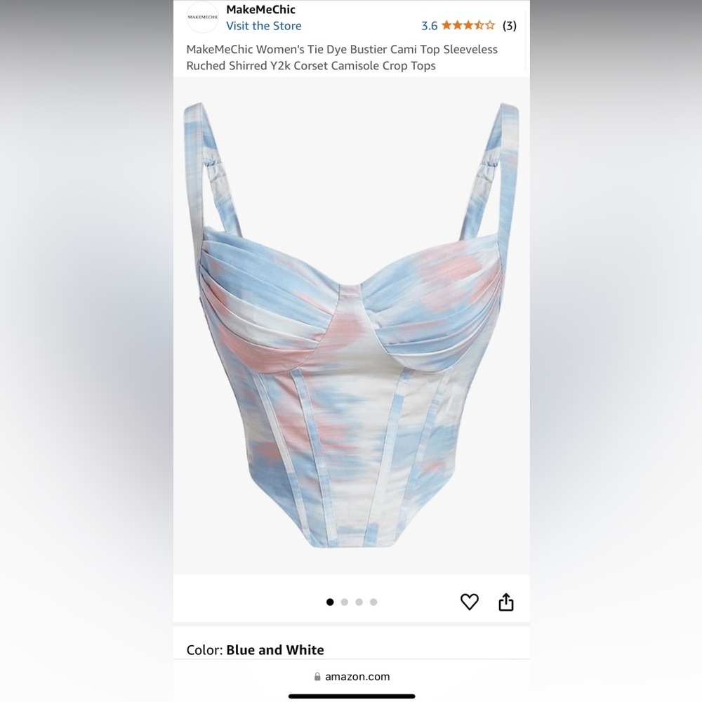 MakeMeChic Women's Tie Dye Bustier Cami Top Sleeveless size Large